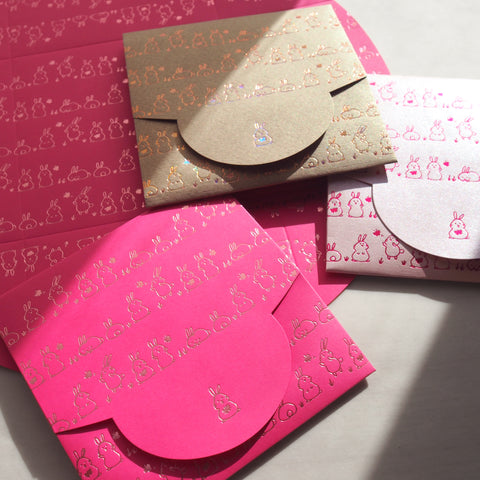 rabbit - mini envelope set of 6 (3 colors / 2 x each color)