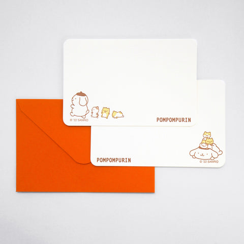 sanrio mini card - pompompurin- letterpress mini card - set A