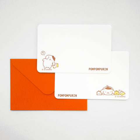 sanrio mini card - pompompurin- letterpress mini card - set B