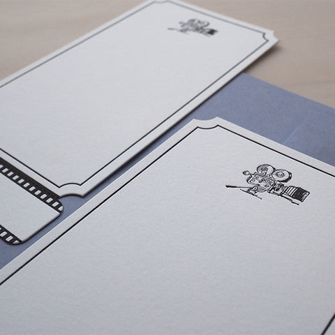 movie camera ticket - letterpress notecard