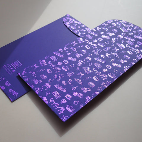 hong kong pattern envelope (set of 6) - purple