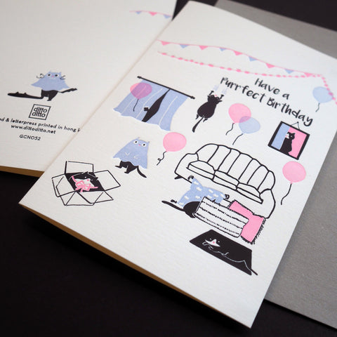 have a purrrfect birthday - letterpress birthday card