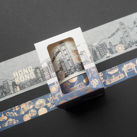 hong kong pattern + skyline washi tape gift set