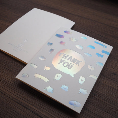 impression - thank you - speech bubble - hot foil greeting card