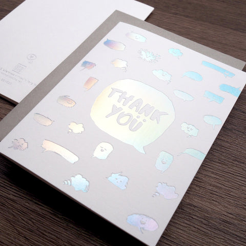 impression - thank you - speech bubble - hot foil greeting card