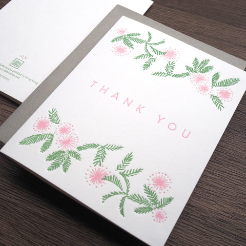 impression - thank you - mimosa - letterpress greeting card