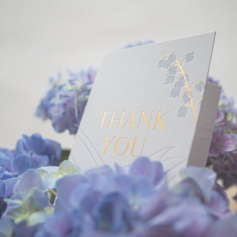 impression - thank you - lily of the valley - letterpress greeting card