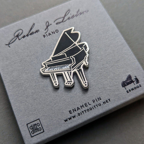 piano enamel pin
