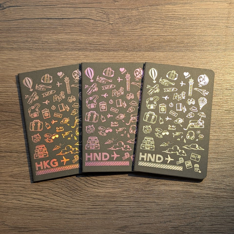 travel - hotfoil HND ✈︎ notebook ( gold )