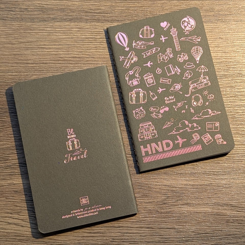 travel - hotfoil HND ✈︎ notebook ( pink )