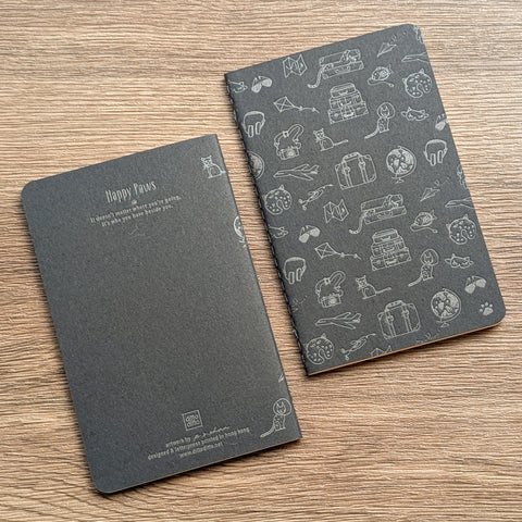 happy paws - letterpress travel cats notebook