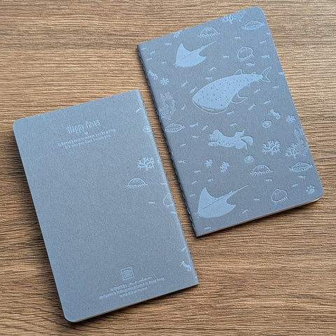 happy paws - letterpress whaleshark notebook