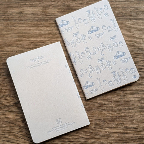 happy paws - letterpress potted plants notebook