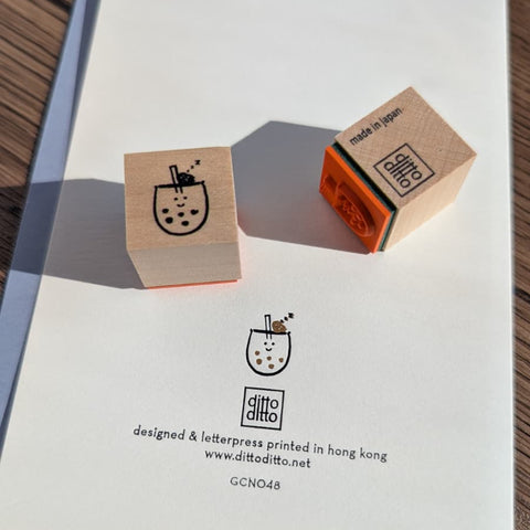wooden stamp - boba tea