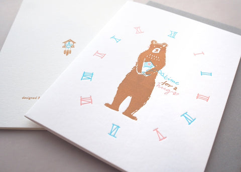 bear hug - letterpress love card