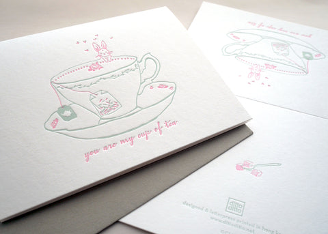 my cup of tea - letterpress love card