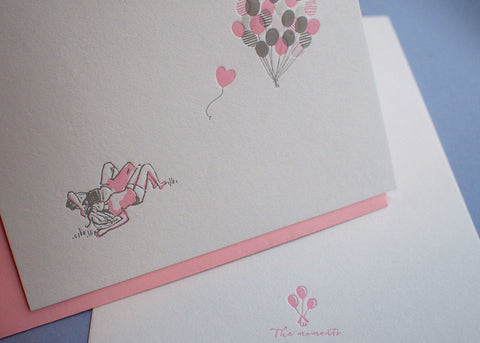 the moment - flying balloons - letterpress love card