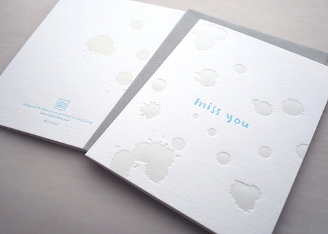 miss you - tears in rain - letterpress love card
