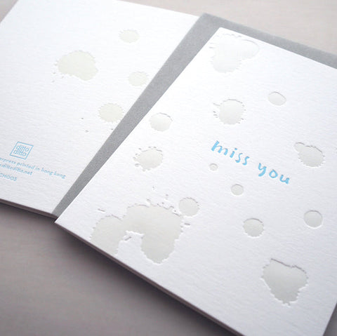 miss you - tears in rain - letterpress love card