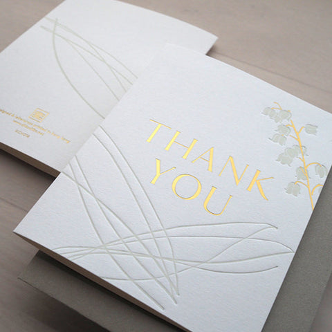 impression - thank you - lily of the valley - letterpress greeting card