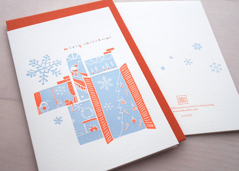 a snowy night - letterpress christmas card
