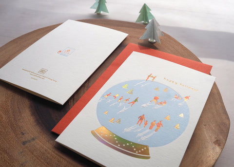 christmas globe - letterpress greeting card