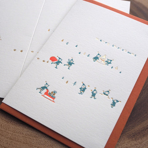 little elf xmas - letterpress christmas card