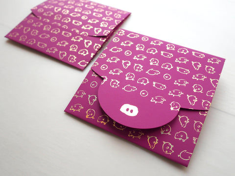 pig - mini envelope set of 6 (2 colors / 3 x each color)