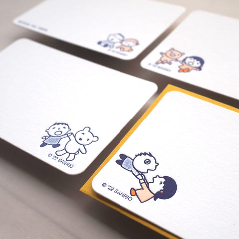 sanrio mini card - minna no tabo- letterpress mini card - set A