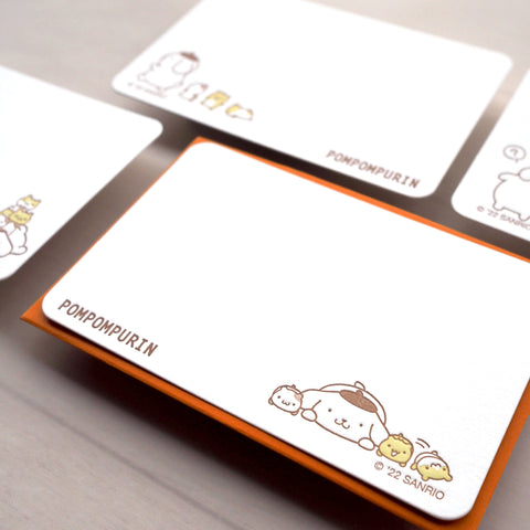sanrio mini card - pompompurin- letterpress mini card - set A