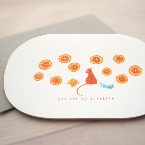 you are my sunshine - letterpress greeting card