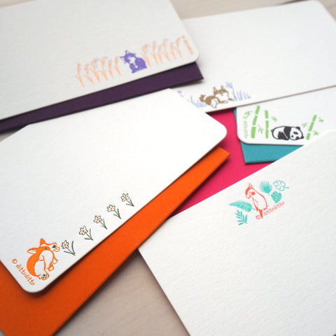 cat & silvergrass - letterpress mini card