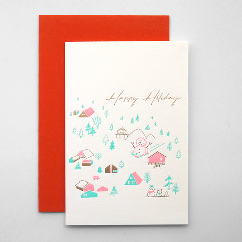 marshmallow snowman - letterpress christmas card