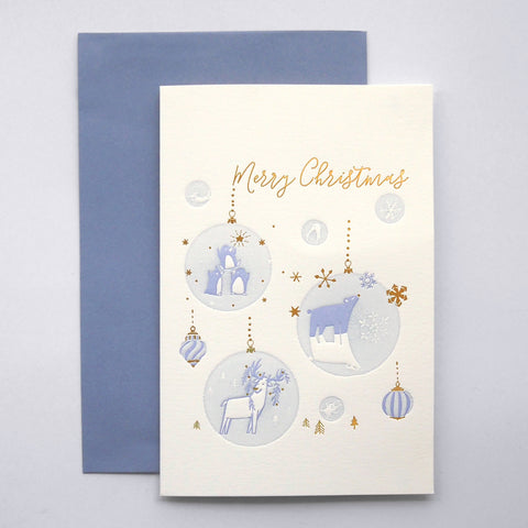 nordic animal ornament - letterpress christmas card