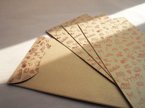hong kong pattern envelope (set of 6) - gold