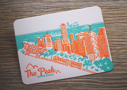 the peak - letterpress postcard