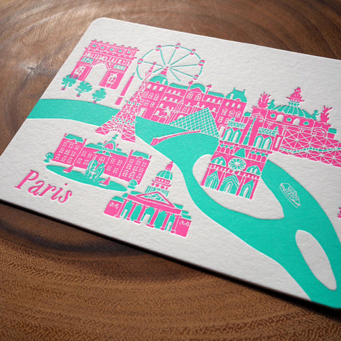 paris - letterpress postcard