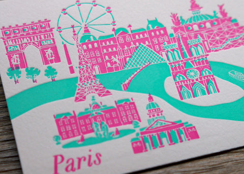 paris - letterpress postcard