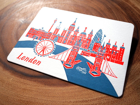london - letterpress postcard