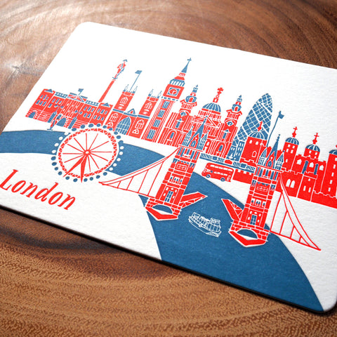 london - letterpress postcard