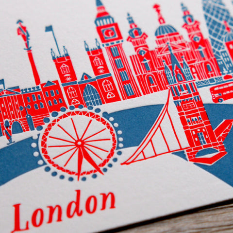 london - letterpress postcard