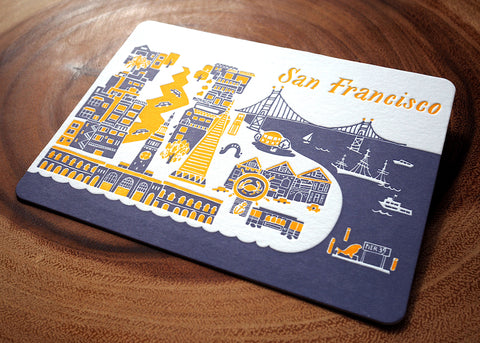 san francisco - letterpress postcard