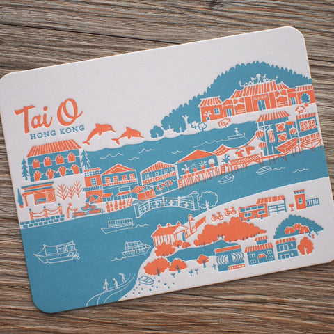 tai o - letterpress postcard