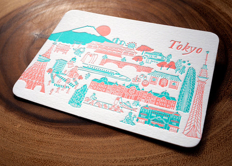 tokyo - letterpress postcard