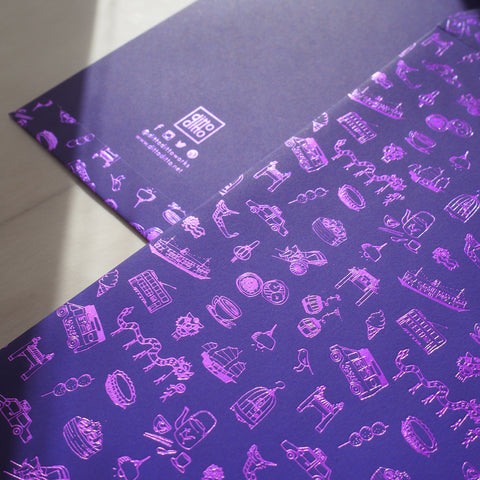 hong kong pattern envelope (set of 6) - purple