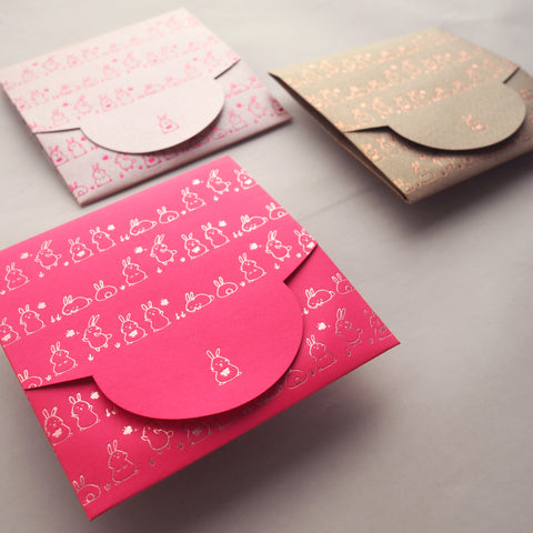 rabbit - mini envelope set of 6 (3 colors / 2 x each color)