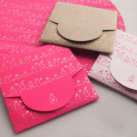 rabbit - mini envelope set of 6 (3 colors / 2 x each color)