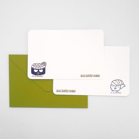 sanrio mini card - bad badtz-maru - letterpress mini card- set A