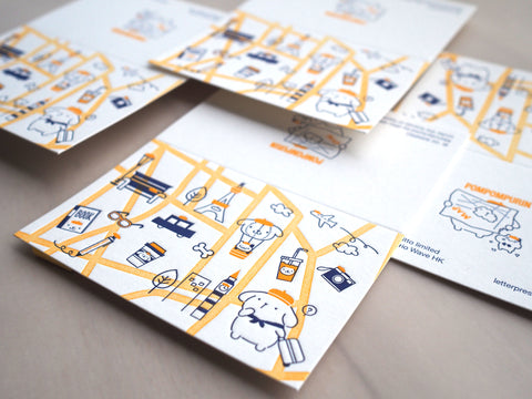 sanrio pattern card - pompompurin - letterpress mini card